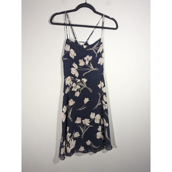 Lulus Womens Blooming Beauty Navy Blue Floral Print Mini Dress Sz XL Party - Picture 3 of 9